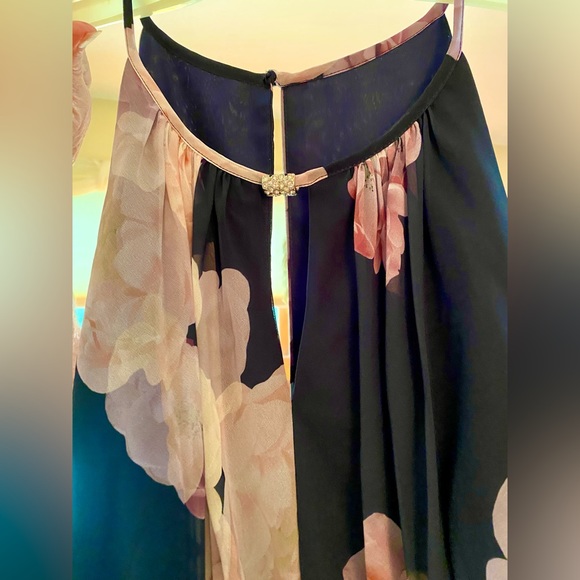 Women’s sleeveless tank style dress, navy with beautiful floral design. Size 14 - Picture 4 of 6